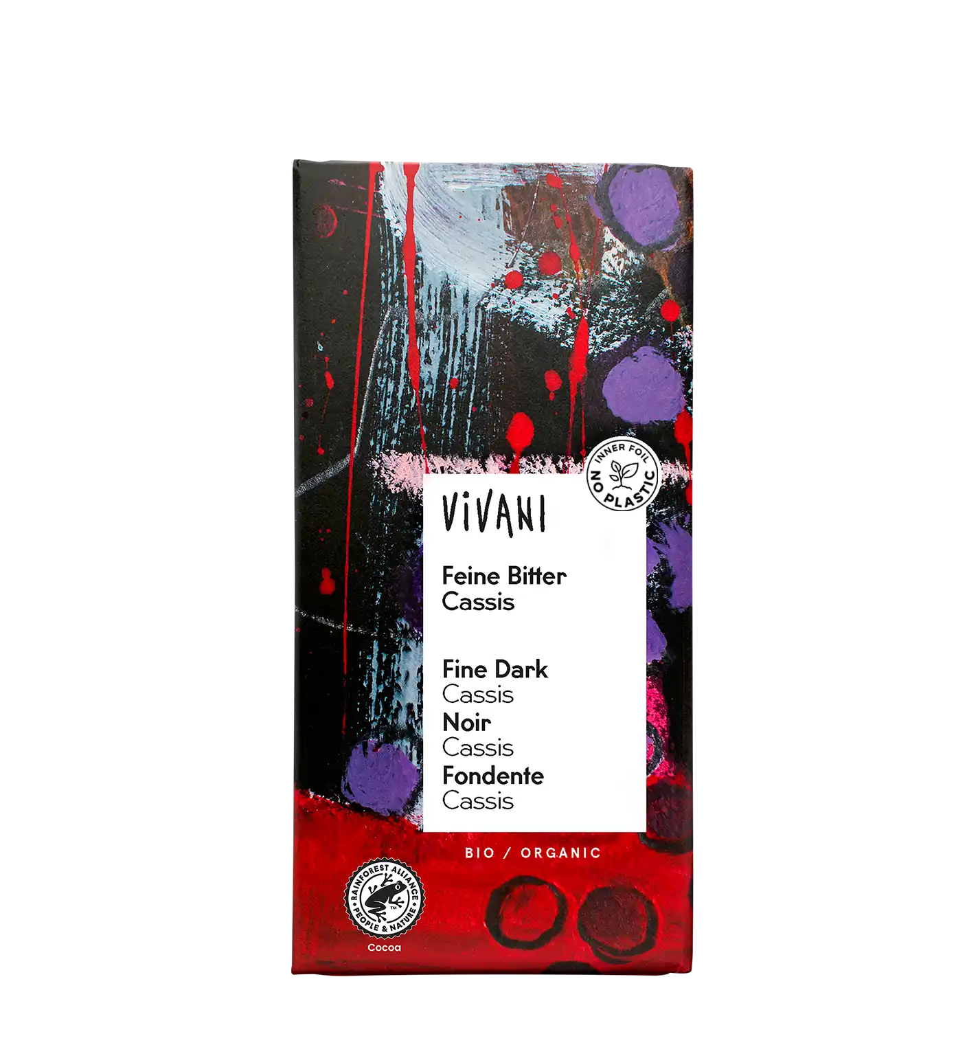 VIVANIs Bio-Schokolade Feine Bitter Cassis gefüllt mit feiner Cassis-Creme