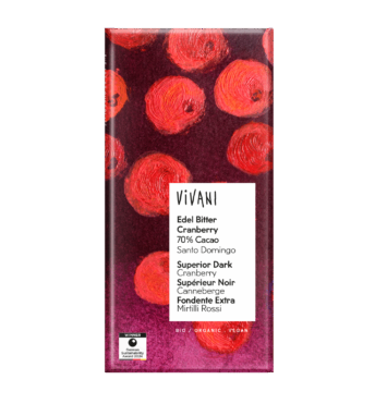VIVANIs Bio-Schokolade Edel Bitter Cranberry mit 70 Prozent 