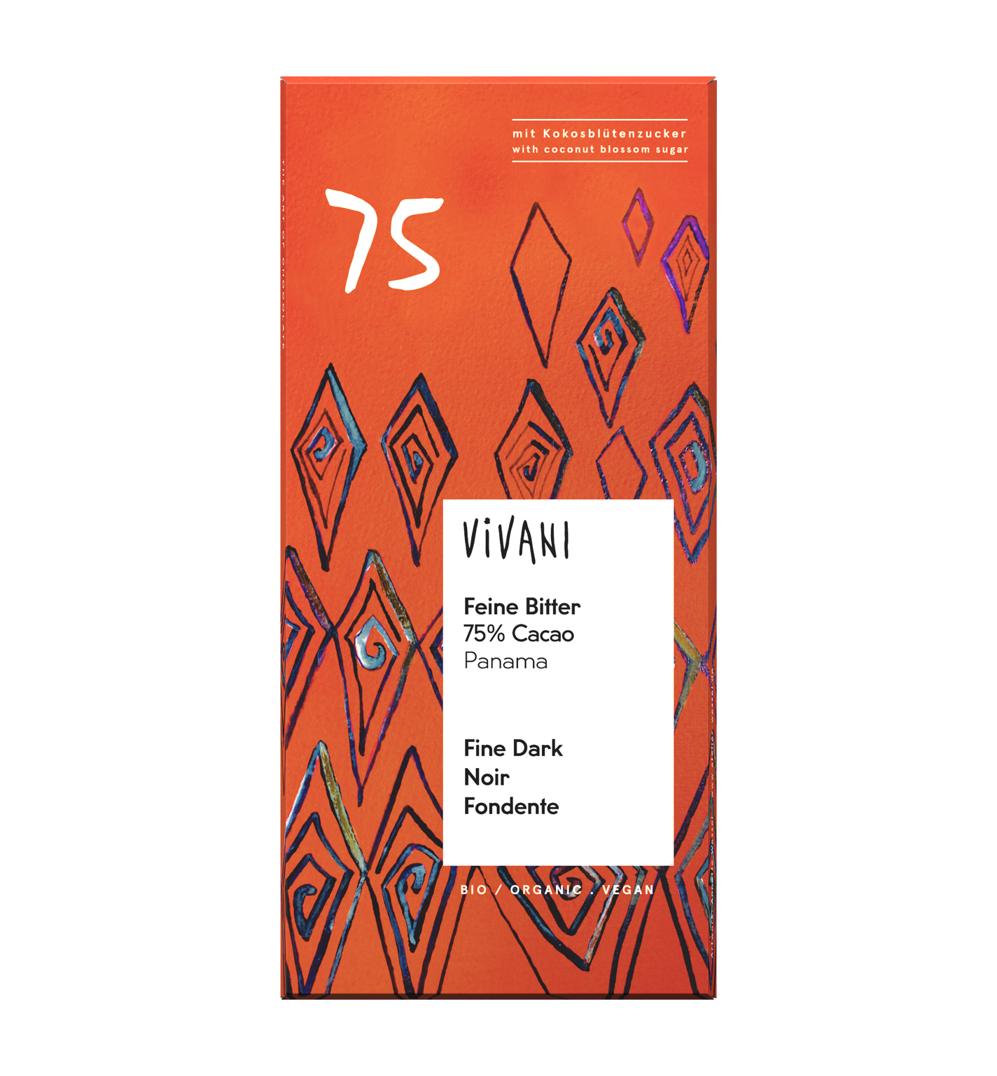 VIVANIs Bio-Schokolade Feine Bitter mit 75 Prozent panamaischem Kakao und Kokosblütenzucker.