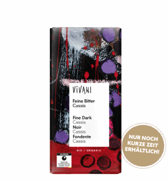 VIVANIs Bio-Schokolade Feine Bitter Cassis gefüllt mit feiner Cassis-Creme.