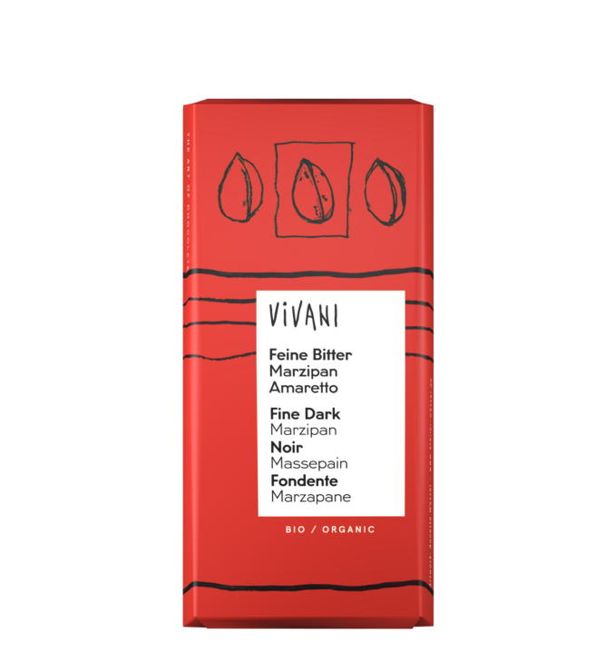 VIVANIs Bio-Schokolade Feine Bitter Marzipan mit italienischem Amaretto.