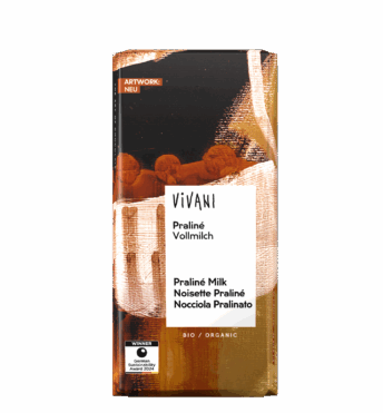 VIVANIs Bio-Schokolade Praliné Vollmilch mit Nougatfüllung.