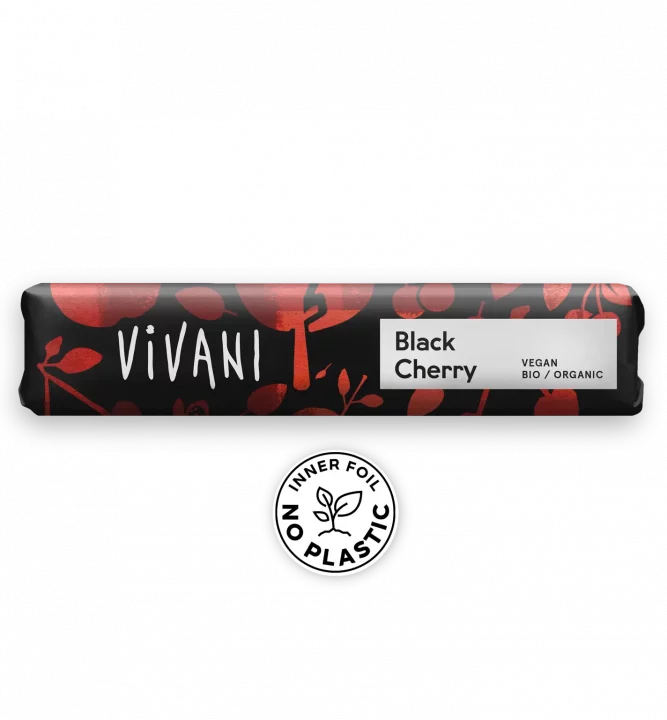 VIVANIs veganer Bio-Schokoladenriegel Black Cherry mit Sauerkirsch-Crisp