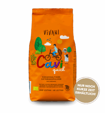 Kakaohaltiges, veganes Getränkepulver Cavi Quick von VIVANI Bio-Schokolade.
