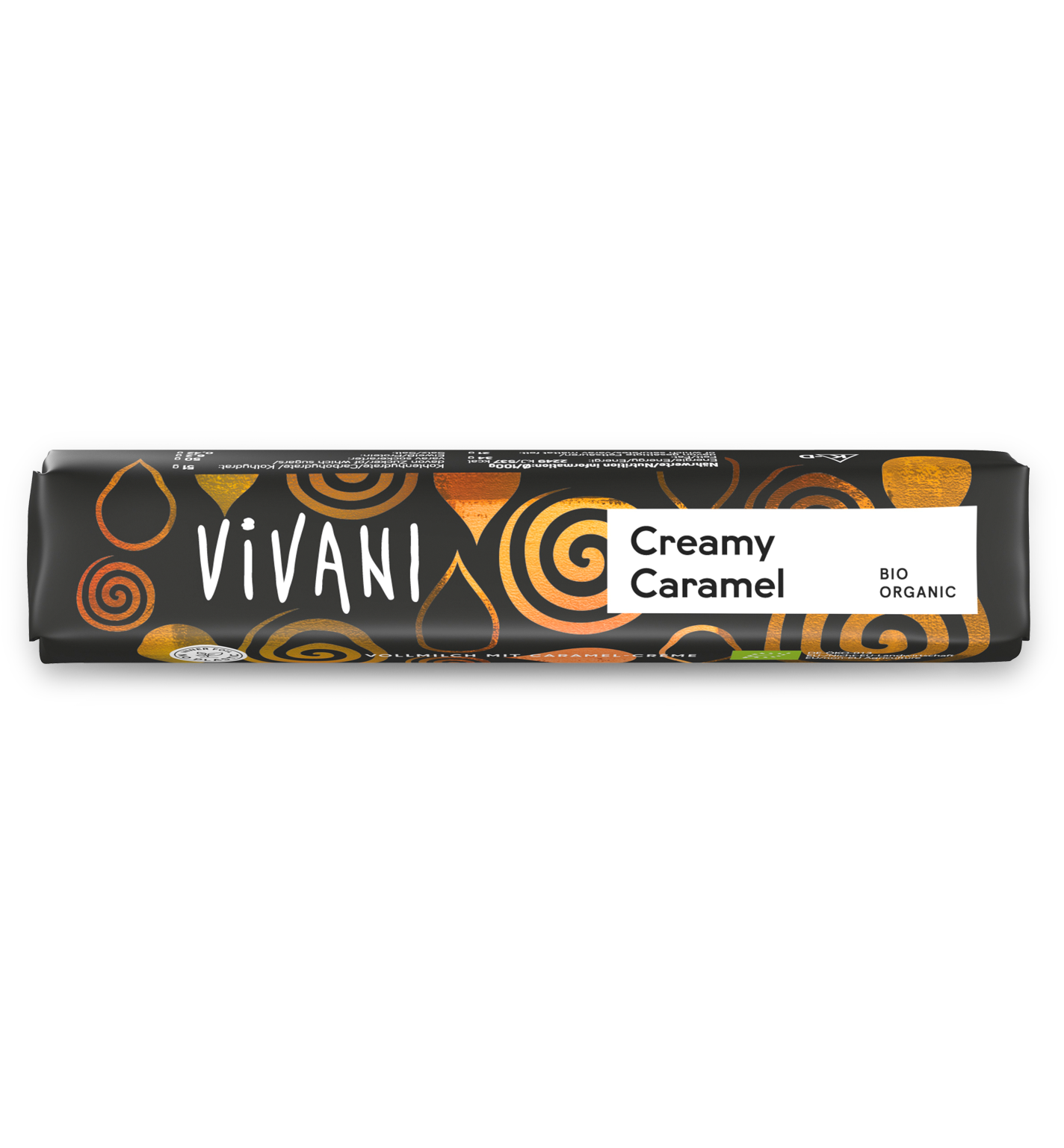 VIVANI Bio-Schokoladenriegel Creamy Caramel mit cremigem Karamellkern und einer Prise Meersalz.