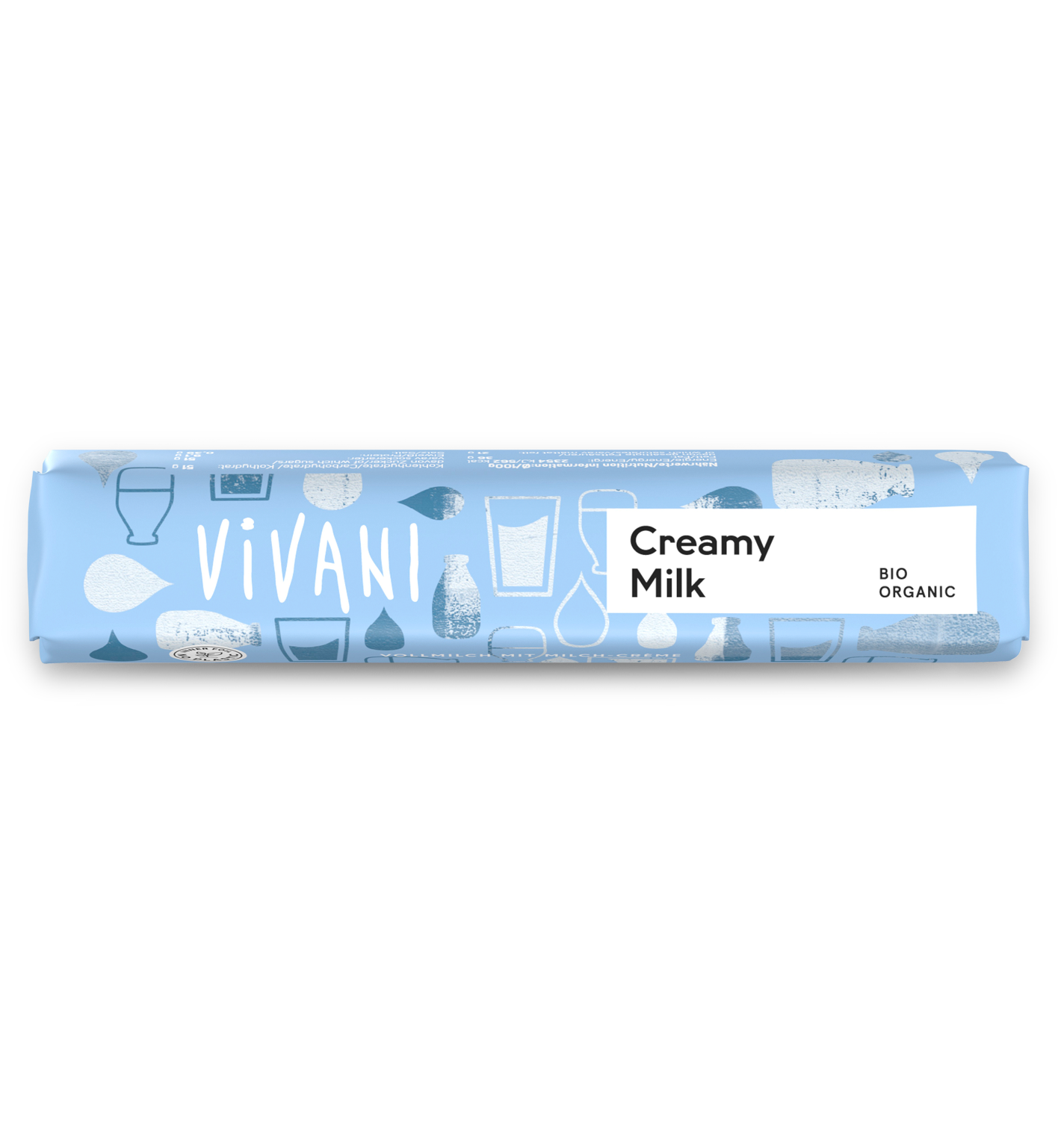 VIVANIs Bio-Schokoladenriegel Creamy Milk mit feiner Vollmilchschokolade.