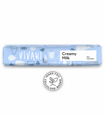 VIVANI's organic chocolate snack bar Creamy Milk filled with fine milky creme