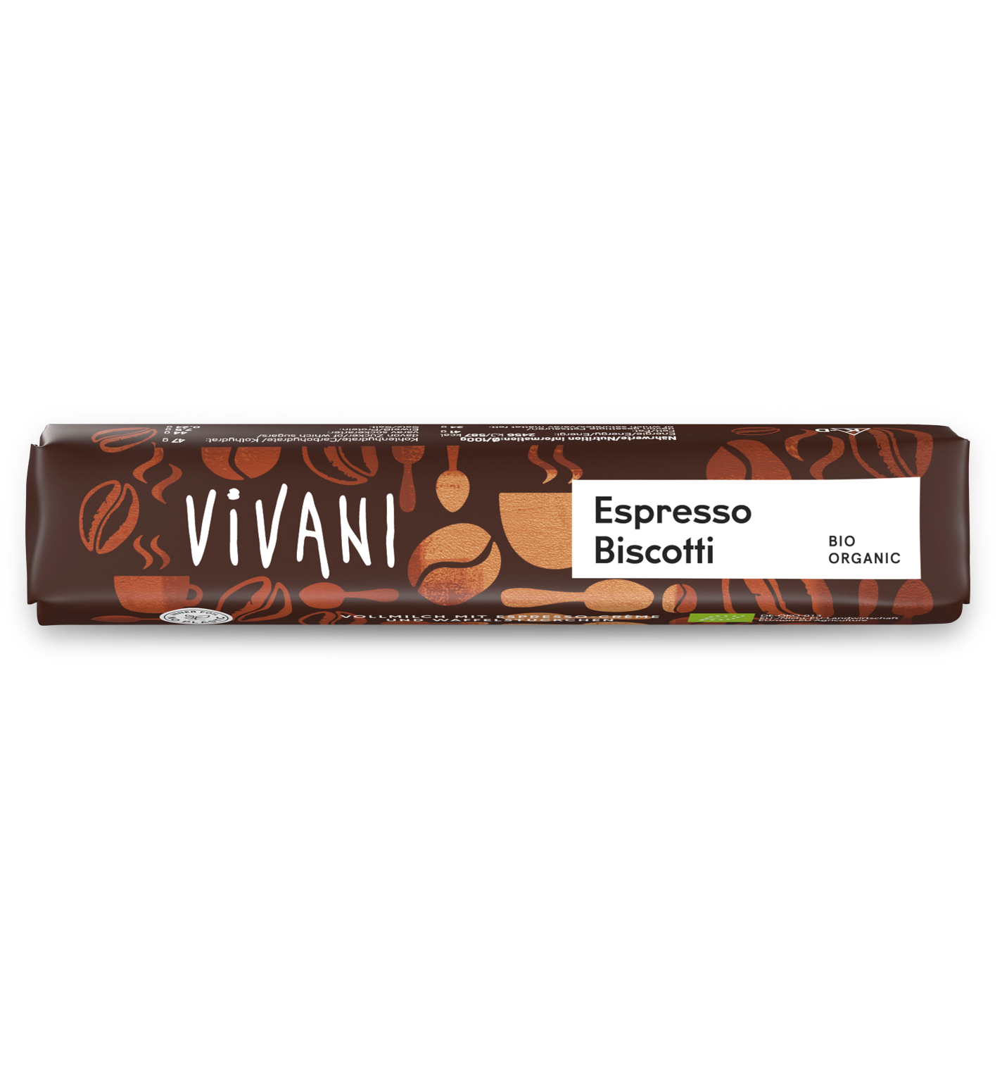 VIVANI's organic chocolate snack bar Espresso Biscotti.