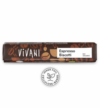 VIVANIs ekologiska chokladkaka Espresso Biscotti med espressokräm och rånbitar