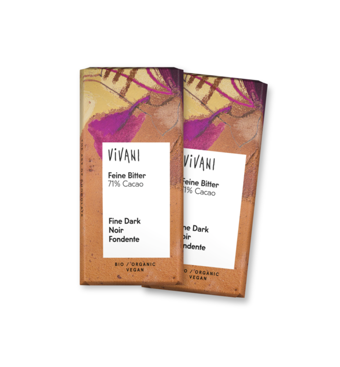 feine-bitter-minitafeln-71-prozent-cacao-vivani-bio-schokolade Feine Bitter Minitafeln von VIVANI Bio-Schokolade mit 71 % Cacao.