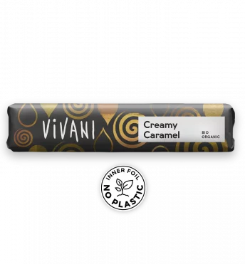 VIVANIs vegan organic chocolate bar Creamy Caramel z kremowym karmelowym środkiem i szczyptą soli morskiej