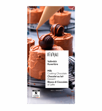 Melkchocoladecoating van VIVANI Biologische chocolade met 35 procent cacaogehalte