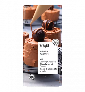 Cobertura de chocolate con leche de VIVANI Chocolate ecológico con un 35% de contenido de cacao