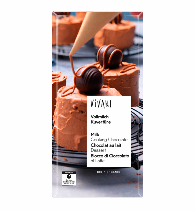 Vollmilch Kuvertüre von VIVANI Bio-Schokolade mit 35 Prozent Kakaogehalt