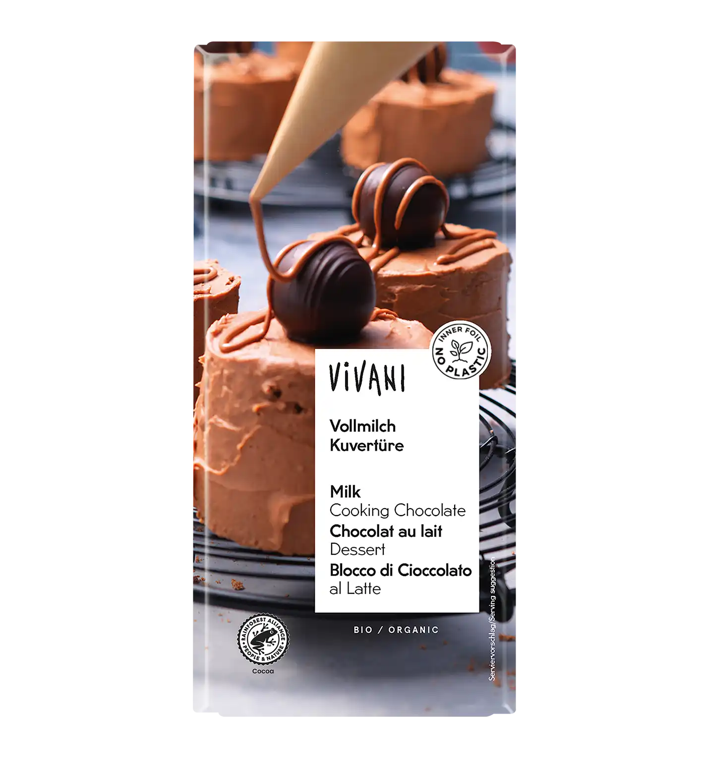 Vollmilch Kuvertüre von VIVANI Bio-Schokolade mit 35 Prozent Kakaogehalt
