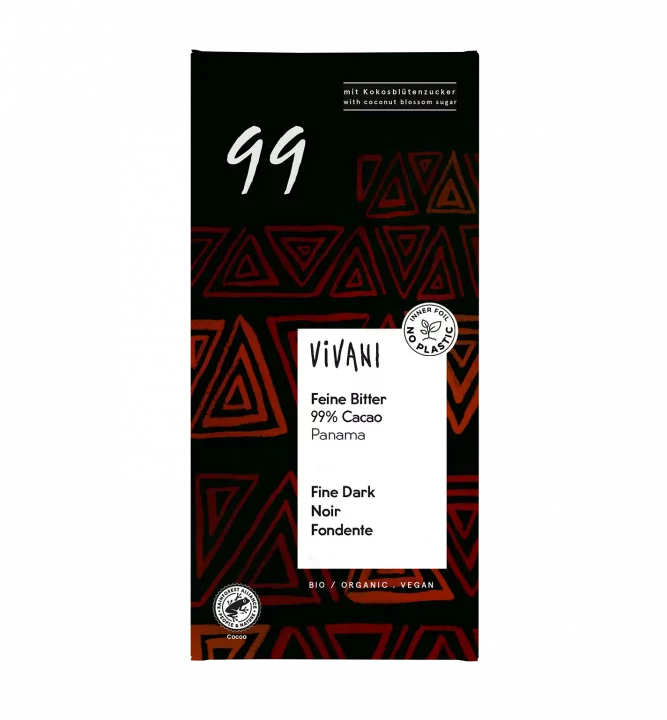 dark-99-percent-coconut-blossom-sugar-vivani-organic-chocolate VIVANI's organic chocolate Fine Dark with 99 percent Panamanian cocoa and coconut blossom sugar