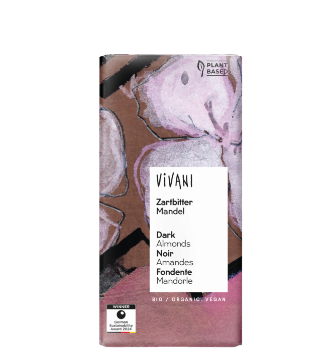 VIVANI's organic an vegan Dark Chocolate with roasted almonds
