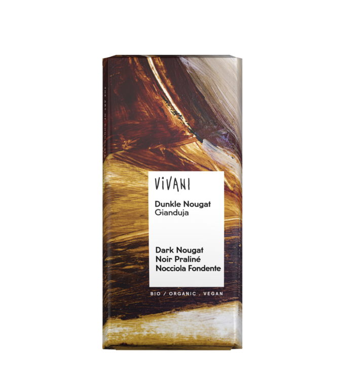 The vegan Dark Nougat Gianduja variety from VIVANI Organic Chocolate.
