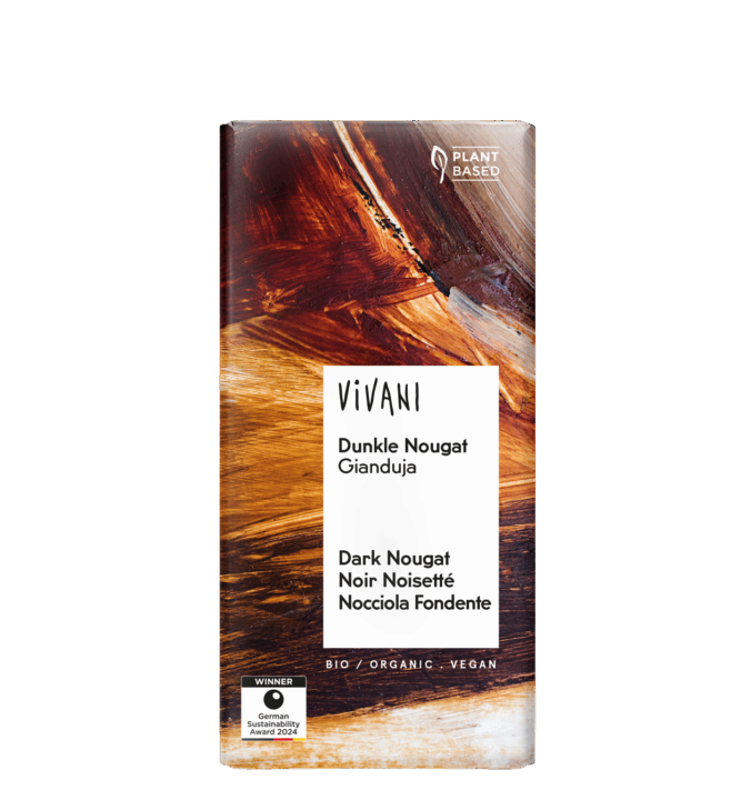 The vegan Dark Nougat Gianduja variety from VIVANI Organic Chocolate
