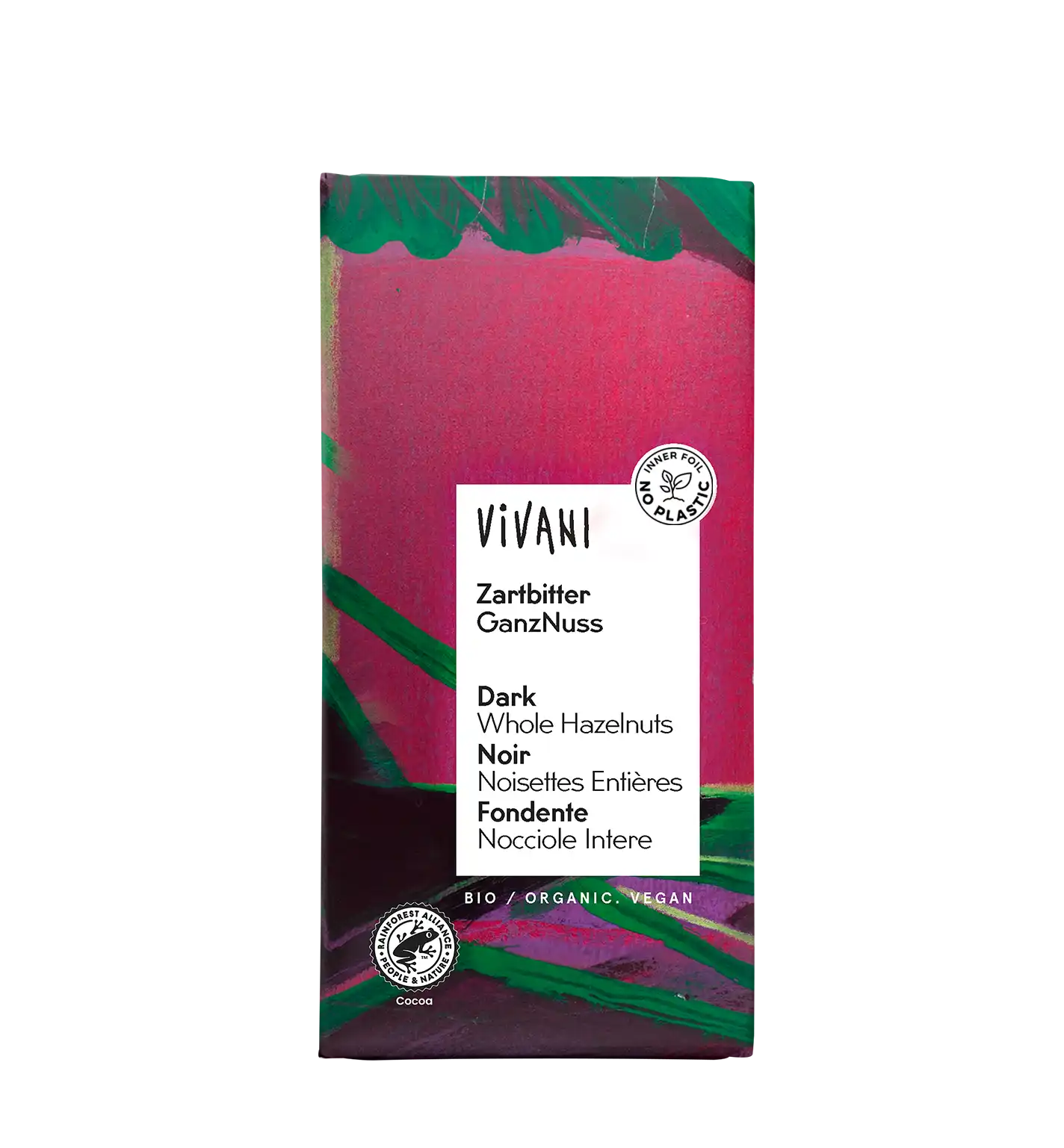 VIVANI's organic Dark Chocolate with roasted whole hazelnuts