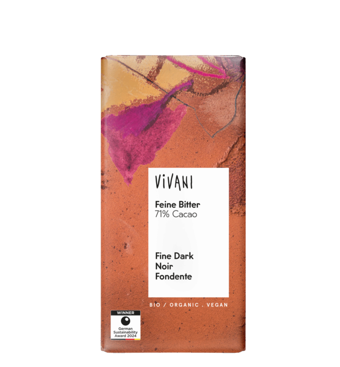 VIVANI's vegan and organic Fine Dark Chocolate with a cocoa content of 71 percent