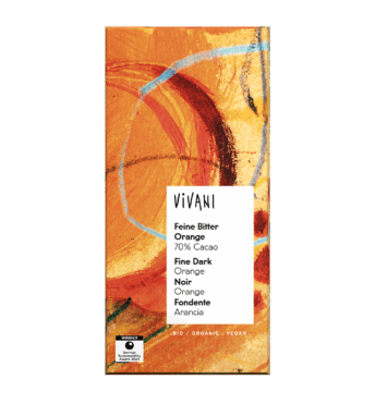VIVANI’s organic and vegan Fine Dark Orange Chocolate.