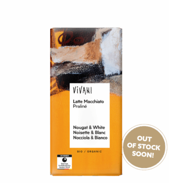 VIVANI's organic Chocolate Latte Macchiato Praliné with Nougat and White Espresso Crisp Chocolate