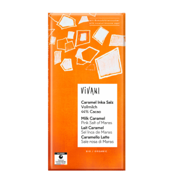 VIVANI's organic Milk Chocolate with Pink Salt of Maras from the Andes and coconut blossom sugar