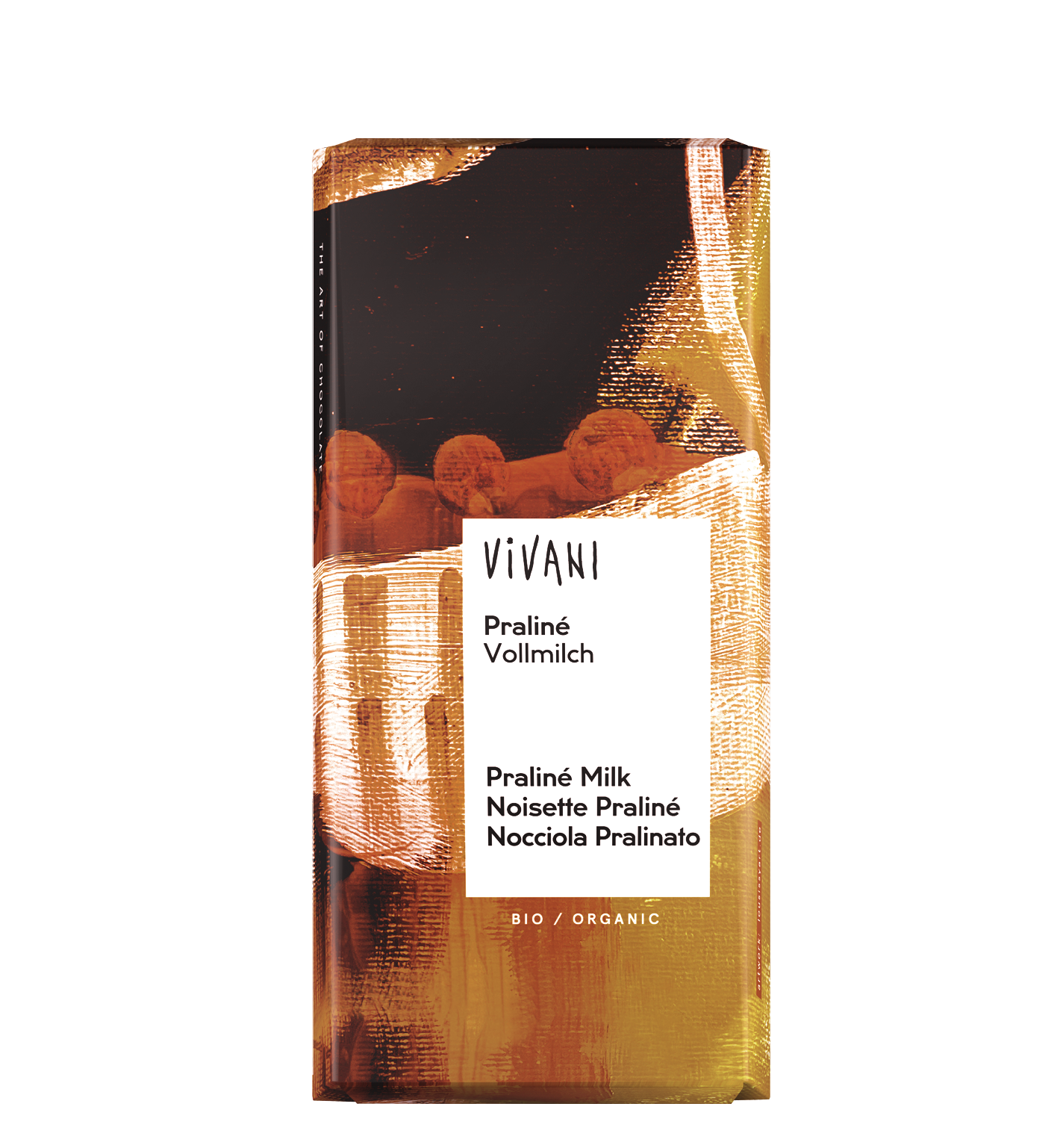 VIVANI's organic Praliné Milk Chocolate with nougat filling.