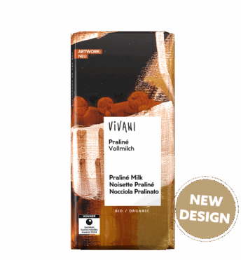 VIVANI's organic Praliné Milk Chocolate with nougat filling.