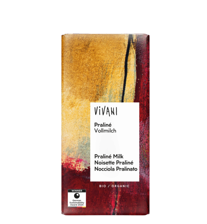 VIVANI's organic Milk Praliné Chocolate with nougat filling