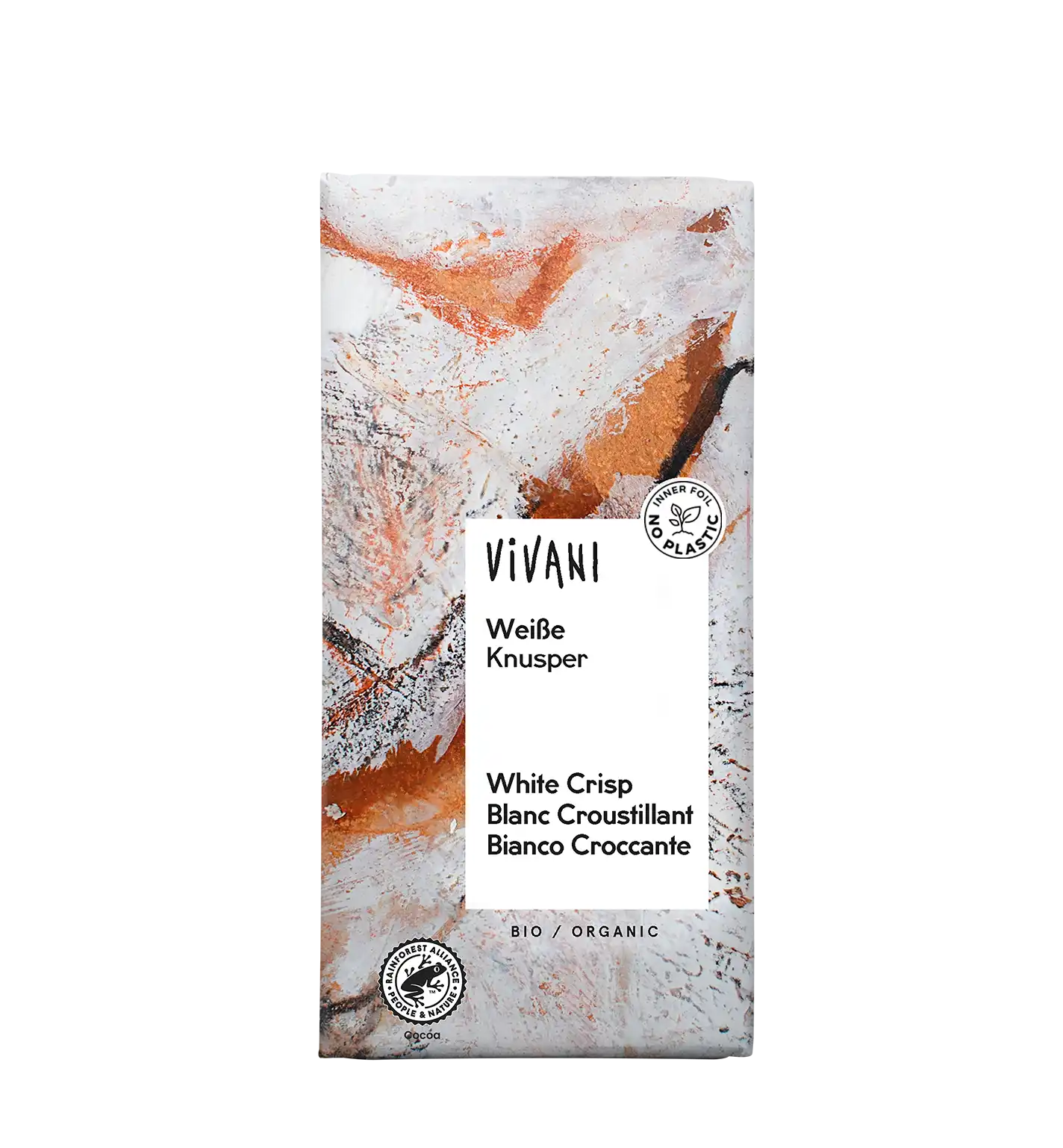 VIVANI’s organic White Crisp Chocolate with rice crispies