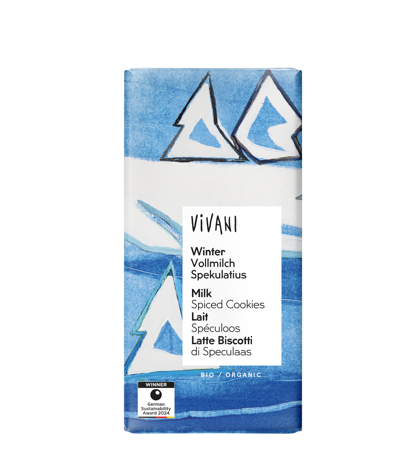 VIVANIs Bio-Vollmilchschokolade in einer Winter-Variante mit Spekulatiusstückchen