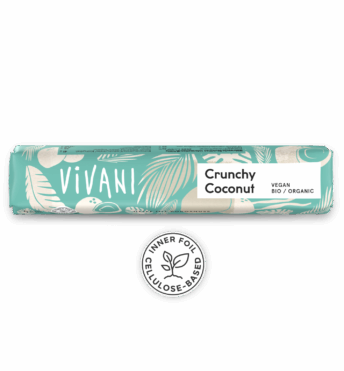 VIVANIs veganistische biologische chocoladereep Crunchy Coconut met kokospuree en geroosterde kokossnippers