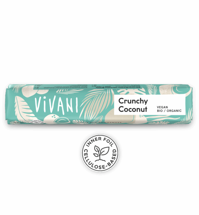 VIVANIs veganer Bio-Schokoladenriegel Crunchy Coconut mit Kokosmus und gerösteten Kokoschips