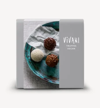 Vegane Trüffelpralinen von VIVANI Bio-Schokolade in drei Sorten.