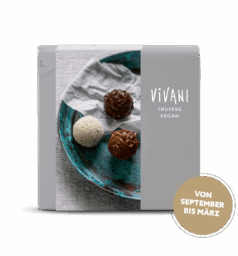 Vegane Trüffelpralinen von VIVANI Bio-Schokolade in drei Sorten.