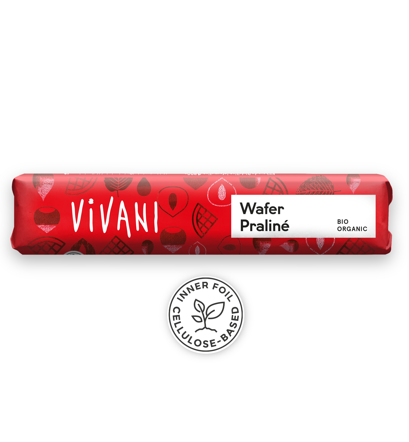 The organic chocolate snack bar Wafer Praliné from VIVANI with hazelnut nougat and pieces of wafer.