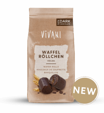 Wafer Rolls with 52% dark chocolate from VIVANI Organic Chocolate