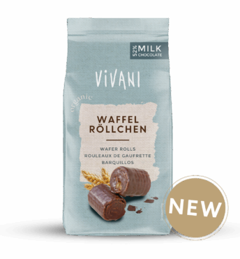 Wafer Rolls with 52% milk chocolate from VIVANI Organic Chocolate