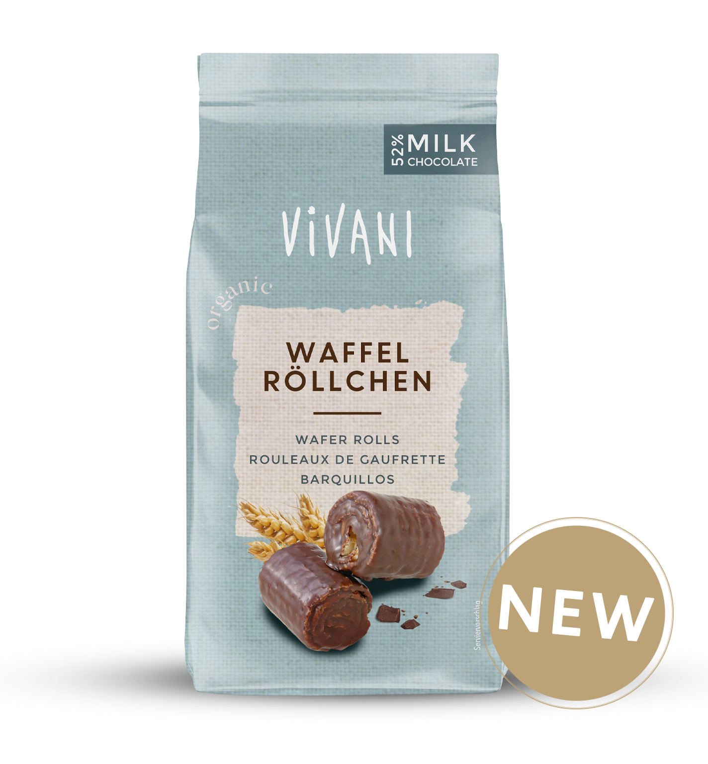Wafer Rolls with 52% milk chocolate from VIVANI Organic Chocolate