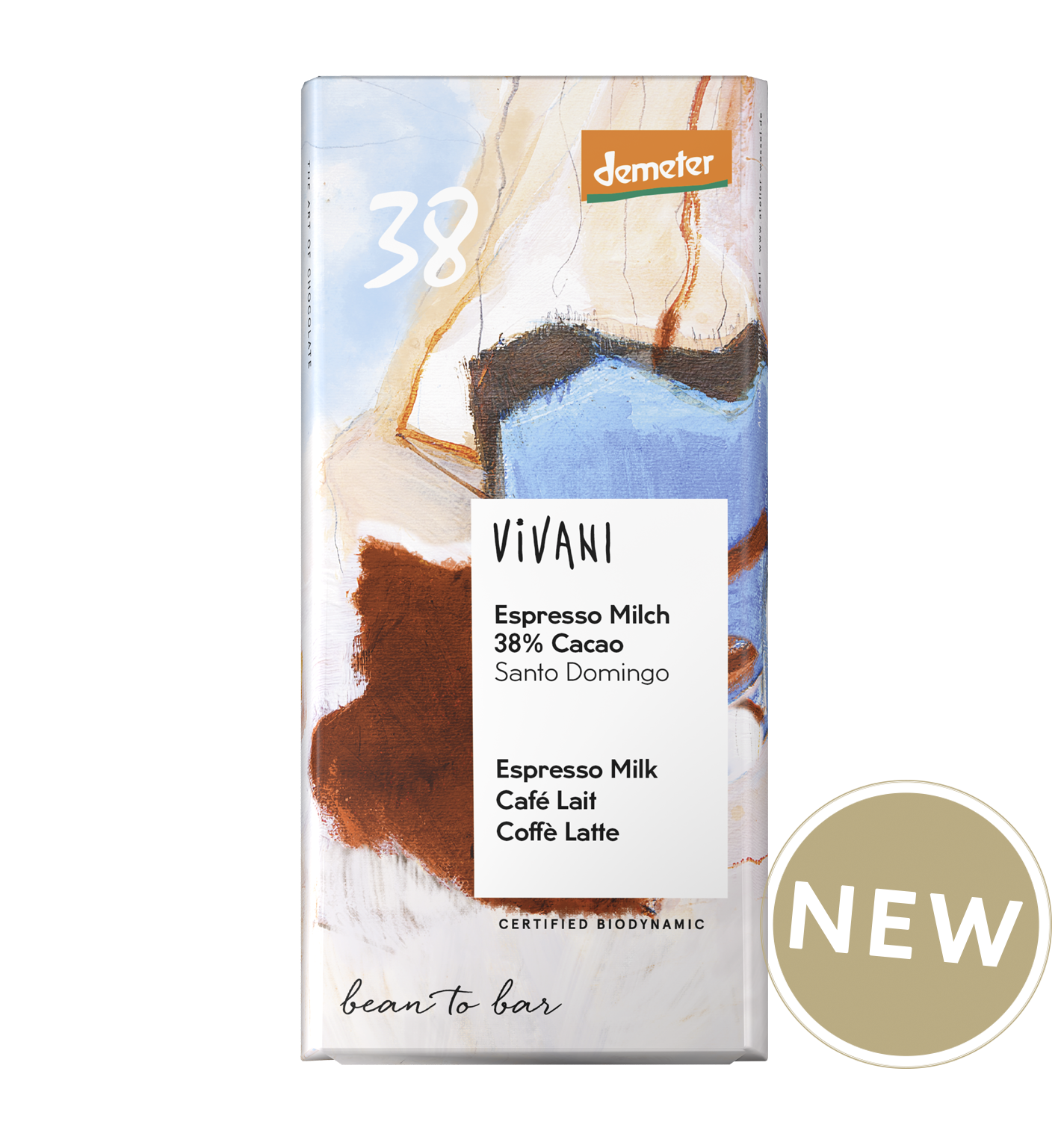 The biodynamic and organic certified chocolate bar Espreso Milk by VIVANI.