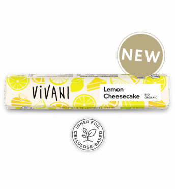 The organic chocolate snack bar Lemon Cheesecake by VIVANI.