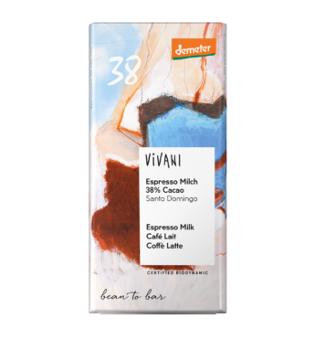 The biodynamic and organic certified chocolate bar Espreso Milk by VIVANI.