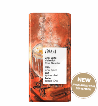 VIVANI's organic Chocolate Chai Latte with fine milk chocolate and chai spice.