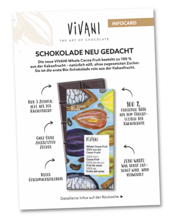 Infokarte zur neuen Vivani Bioschokolade 