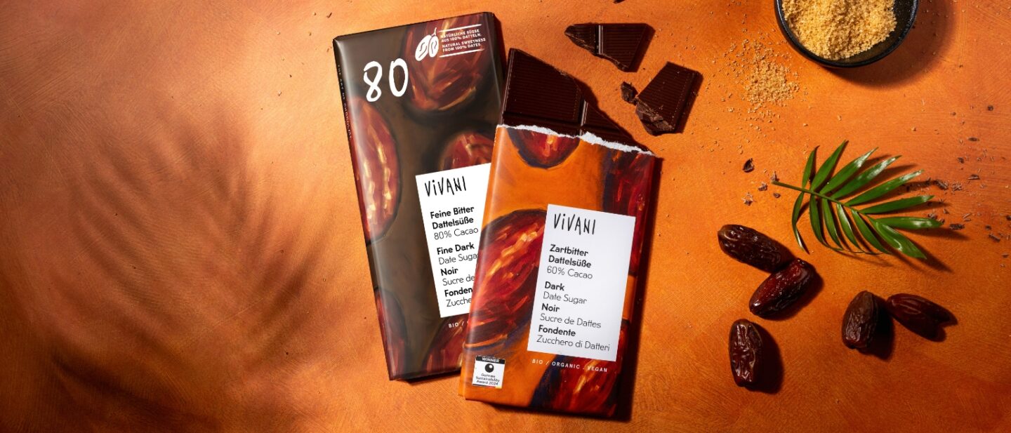 VIVANI organic chocolates sweetened with natural date sugar