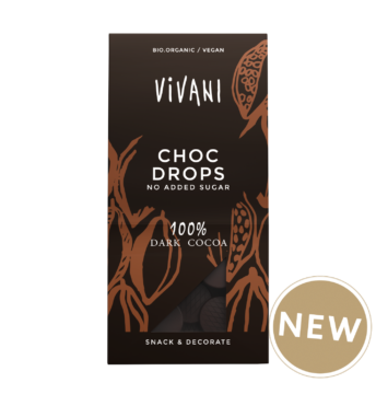 Dark Choc drops with 100 percent cocoa content and no added sugar.